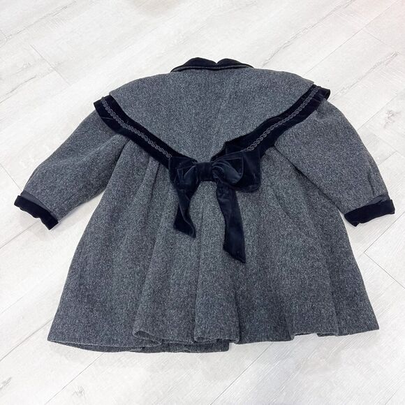 Vintage Rothschild Wool Blend Peter Pan Jacket Grey Black Size 3T Girls - Picture 9 of 12